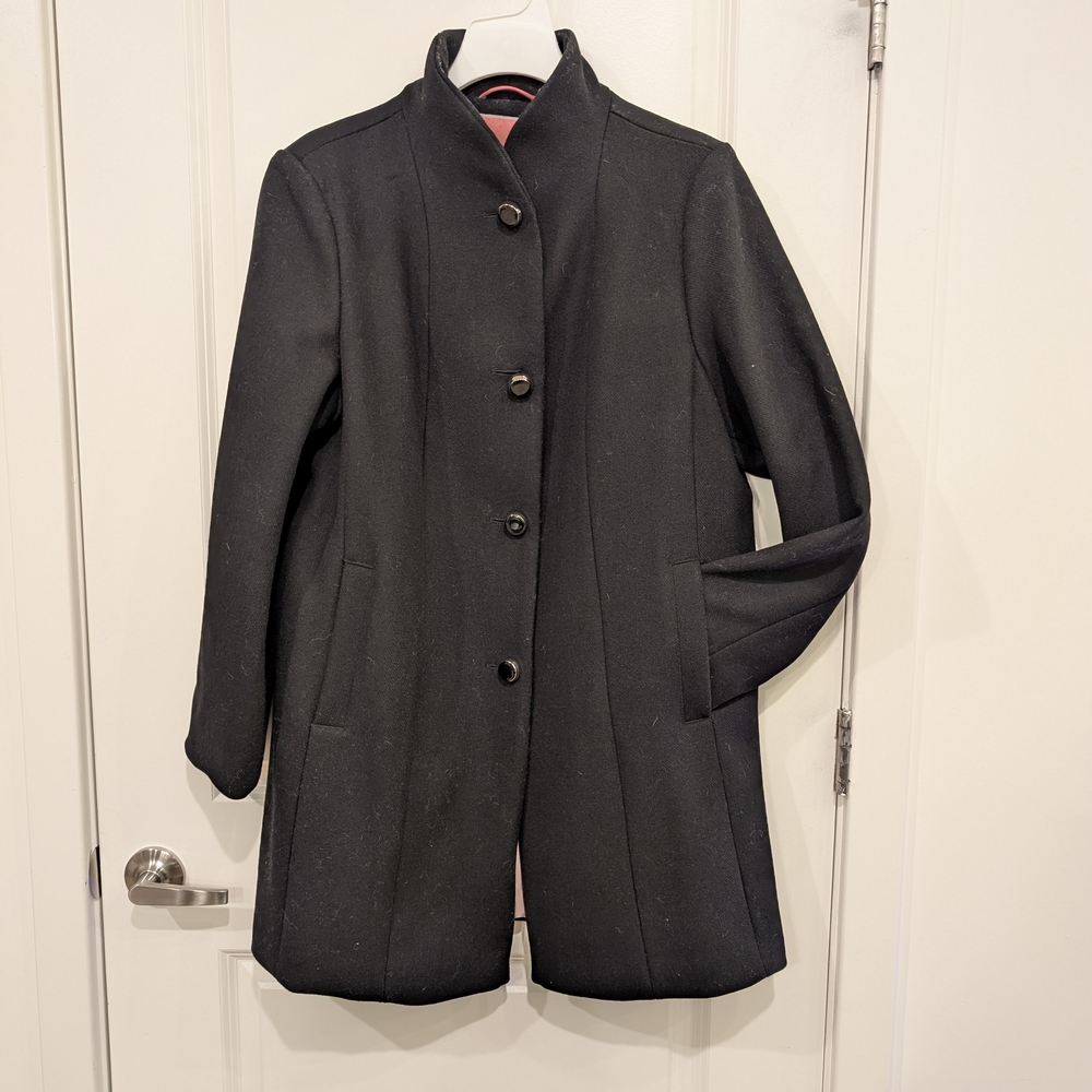 🎉 SALE 🎉 Kate Spade High Neck Wool Blend Black Women's Coat - Picture 3 of 12